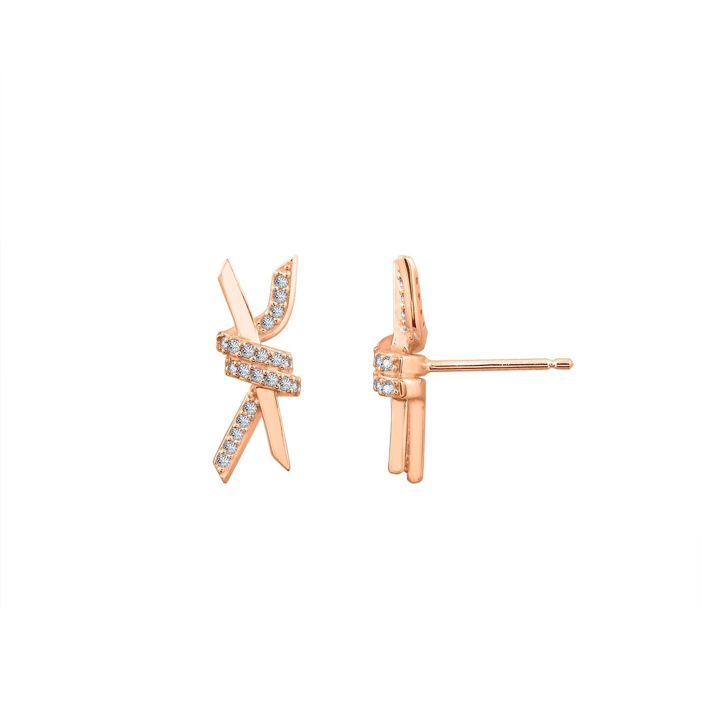 Pave Love Knot Stud Earrings