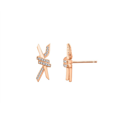 Pave Love Knot Stud Earrings
