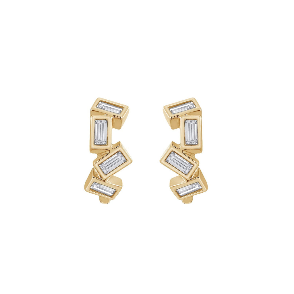 Scattered Baguette Huggie Hoops