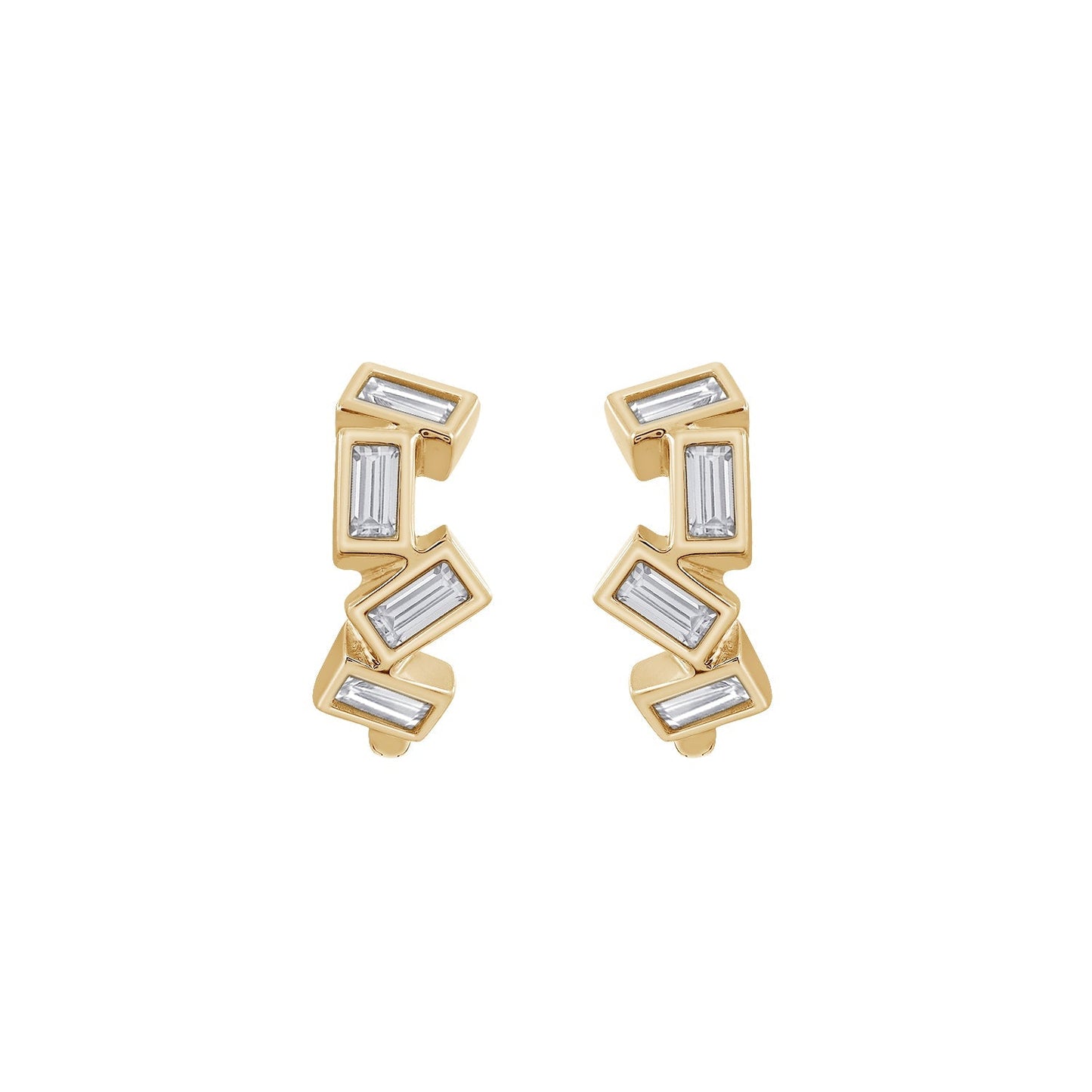 Scattered Baguette Huggie Hoops