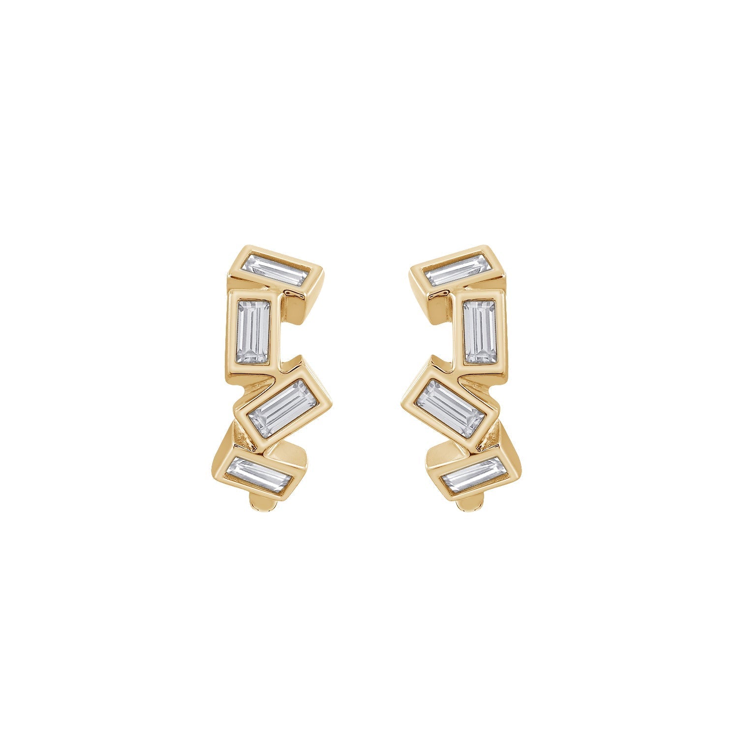 Scattered Baguette Huggie Hoops