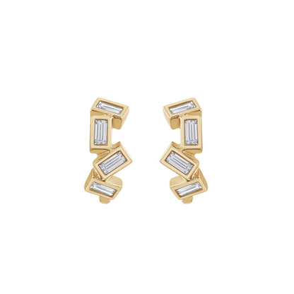 Scattered Baguette Huggie Hoops