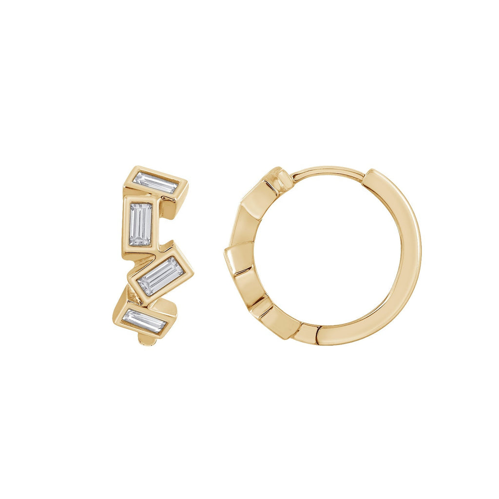 Scattered Baguette Huggie Hoops