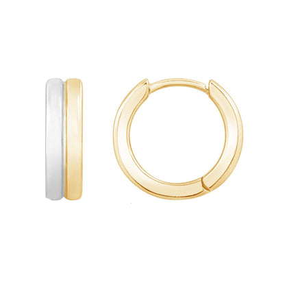 Two-tone Twin Huggie Hoops