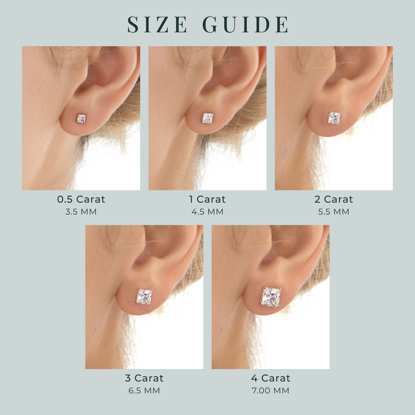 Choice Of Carat Solid Gold Princess Cut Solitaire Earrings JEE26918