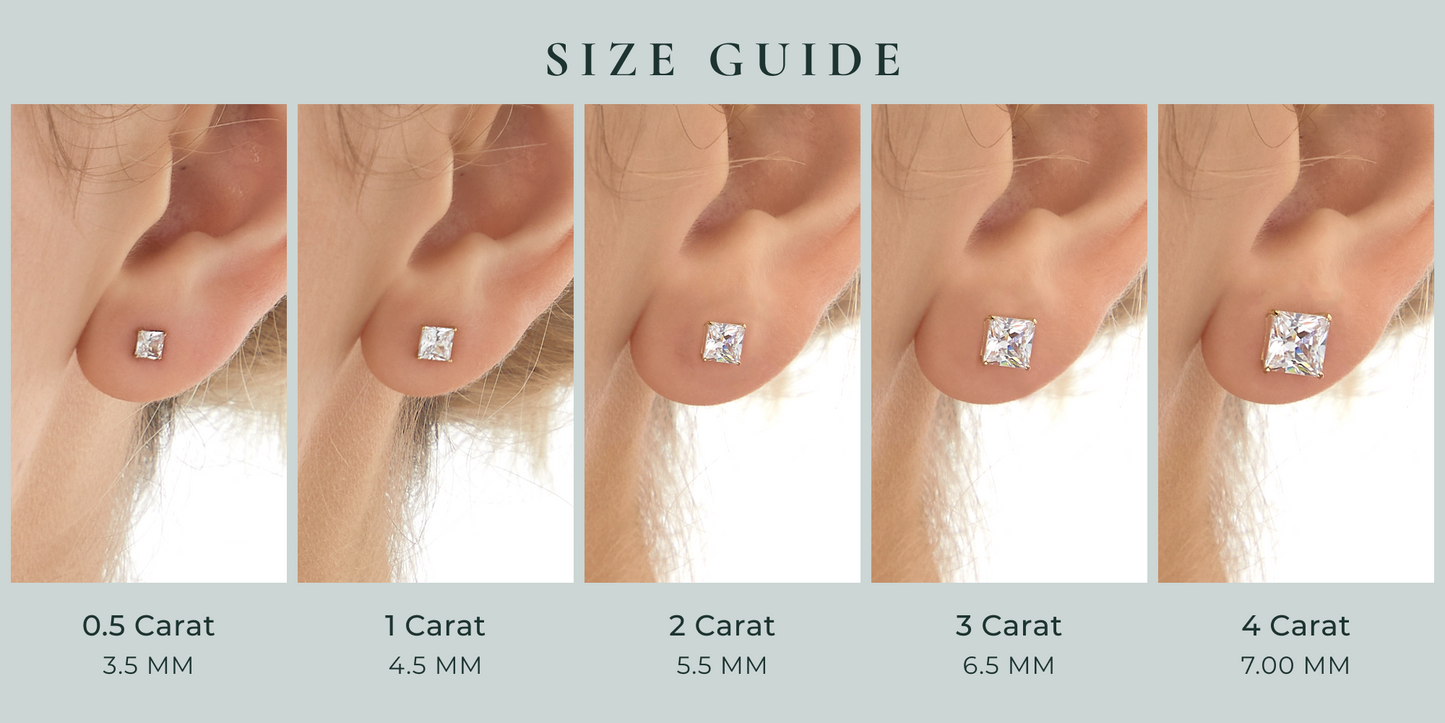 Choice Of Carat Solid Gold Princess Cut Solitaire Earrings JEE26918