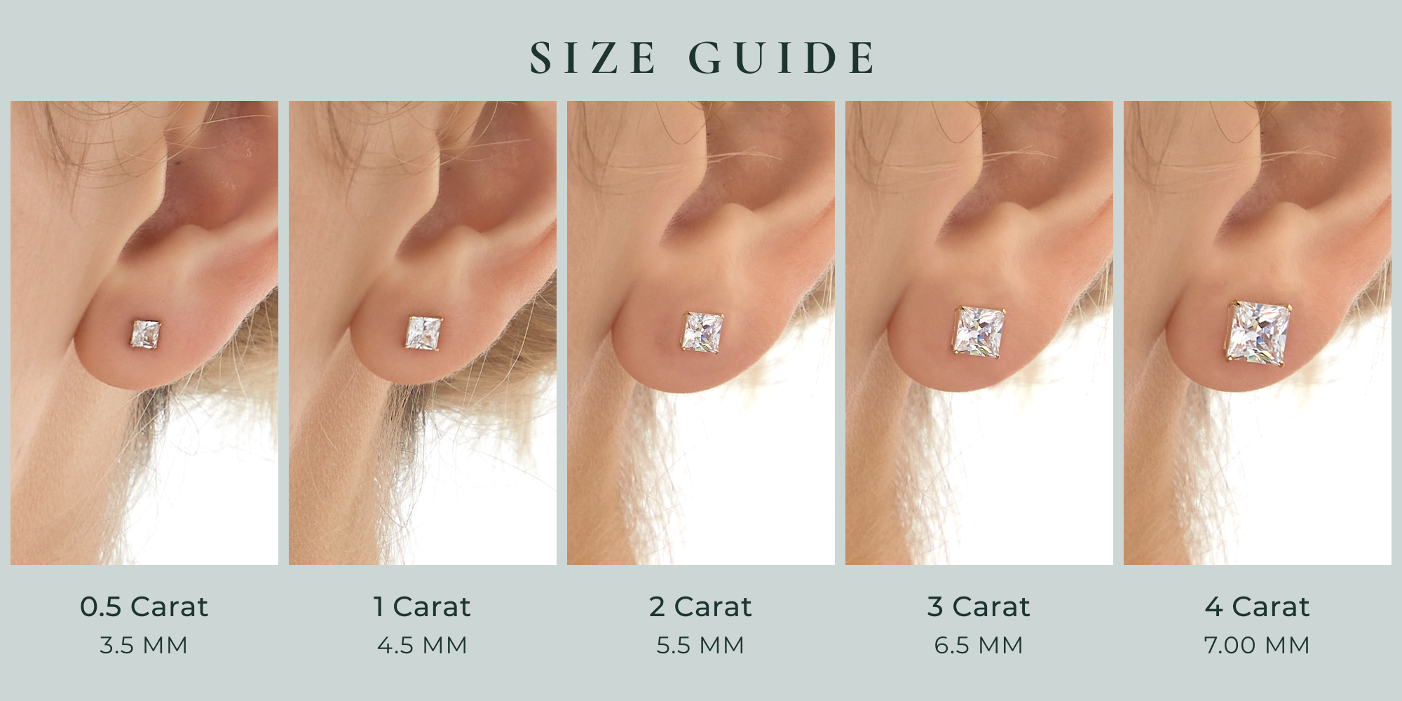 Choice Of Carat Solid Gold Princess Cut Solitaire Earrings JEE26918