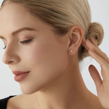 Choice Of Carat Solid Gold  Emerald Cut Solitaire Earrings JEE26930