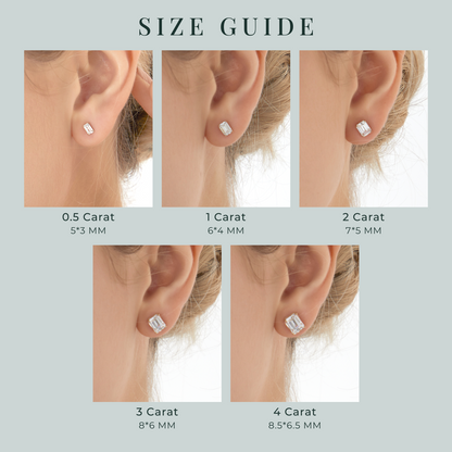 Choice Of Carat Solid Gold  Emerald Cut Solitaire Earrings JEE26930