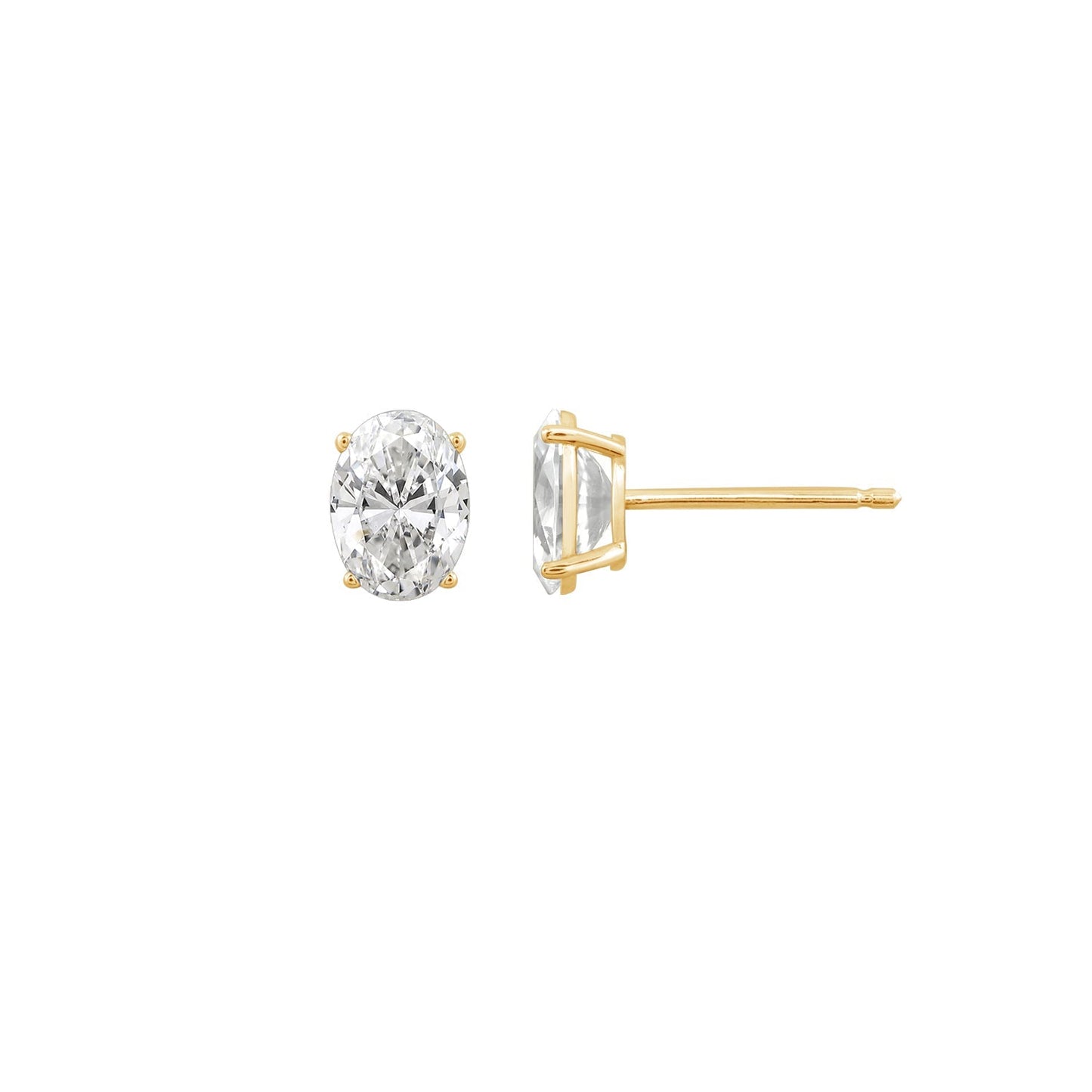 Choice Of Carat Solid Gold  Oval Cut Solitaire Earrings JEE26902