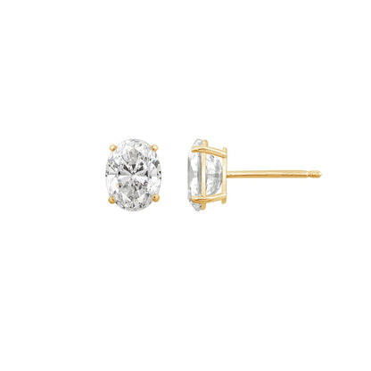 Choice Of Carat Solid Gold  Oval Cut Solitaire Earrings JEE26902
