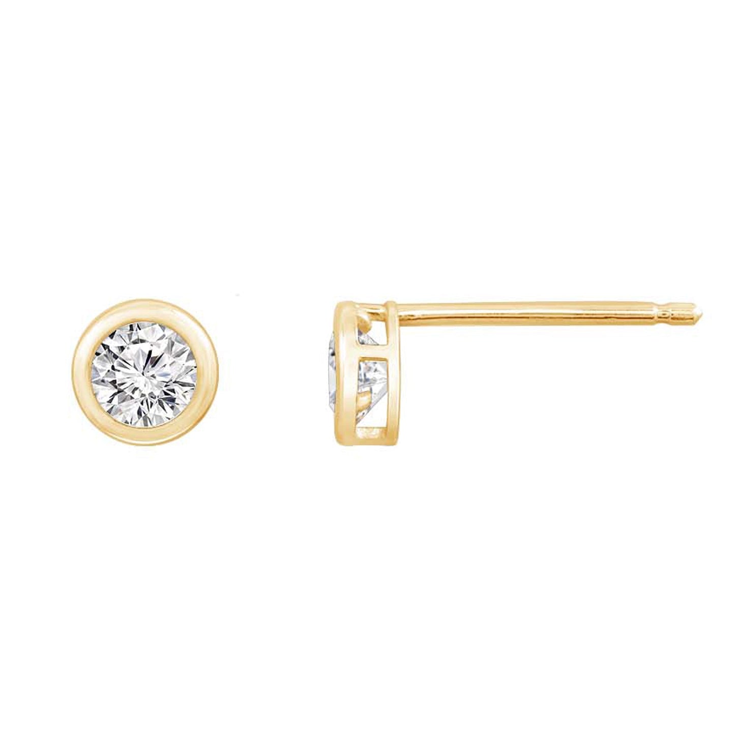 10K Solid Gold Bezel Birthstone Stud Earrings JEE26938