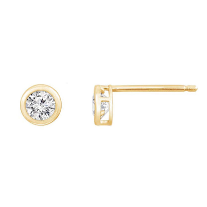 10K Solid Gold Bezel Birthstone Stud Earrings JEE26938