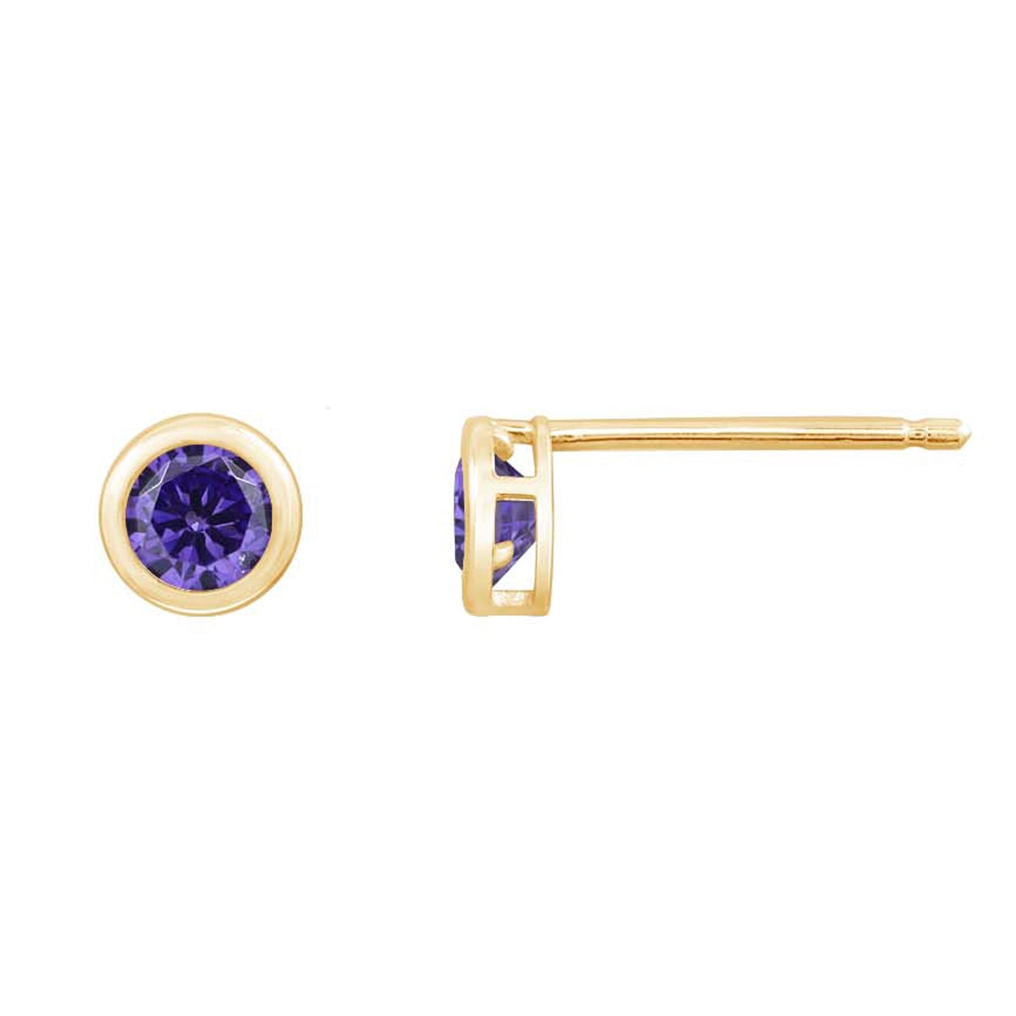 10K Solid Gold Bezel Birthstone Stud Earrings JEE26938