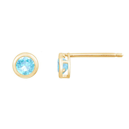 10K Solid Gold Bezel Birthstone Stud Earrings JEE26938