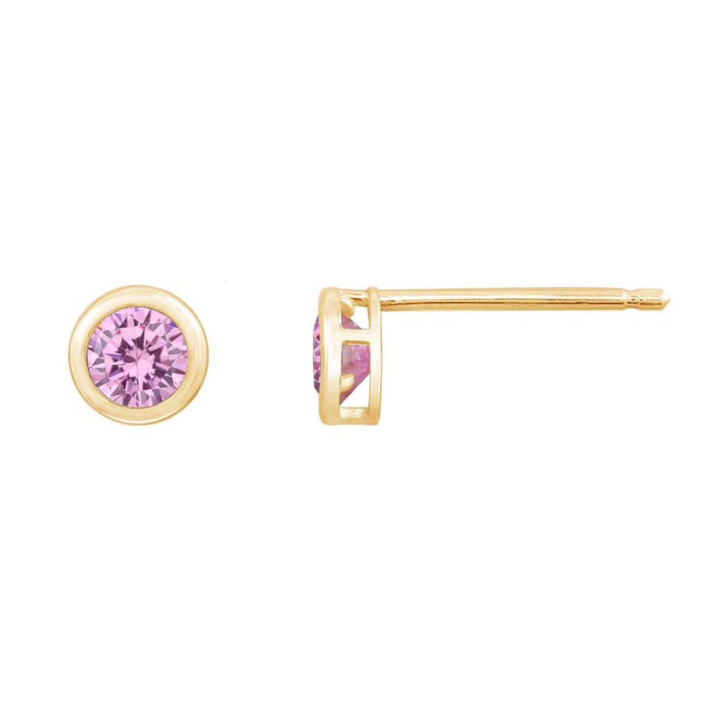 10K Solid Gold Bezel Birthstone Stud Earrings JEE26938