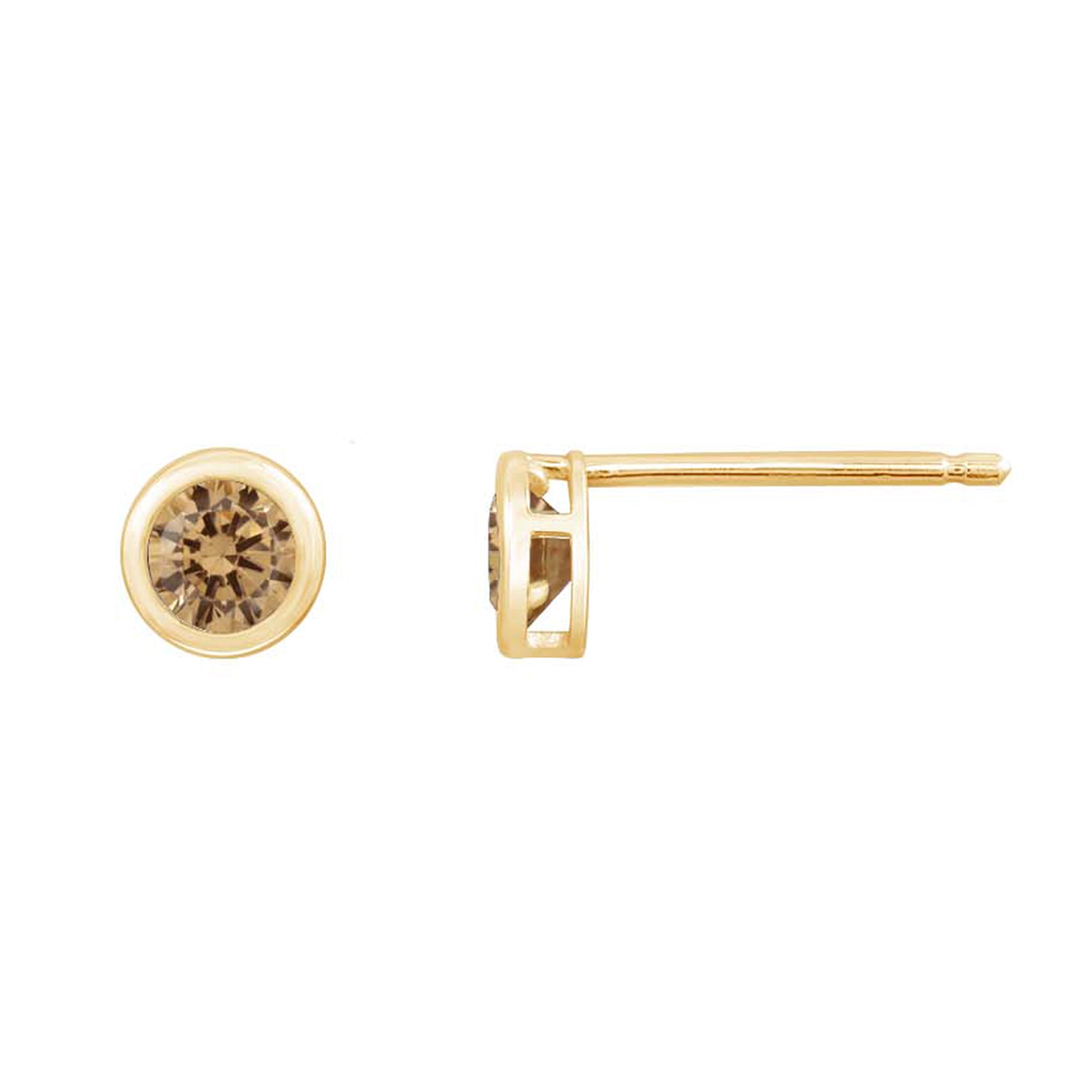 10K Solid Gold Bezel Birthstone Stud Earrings JEE26938