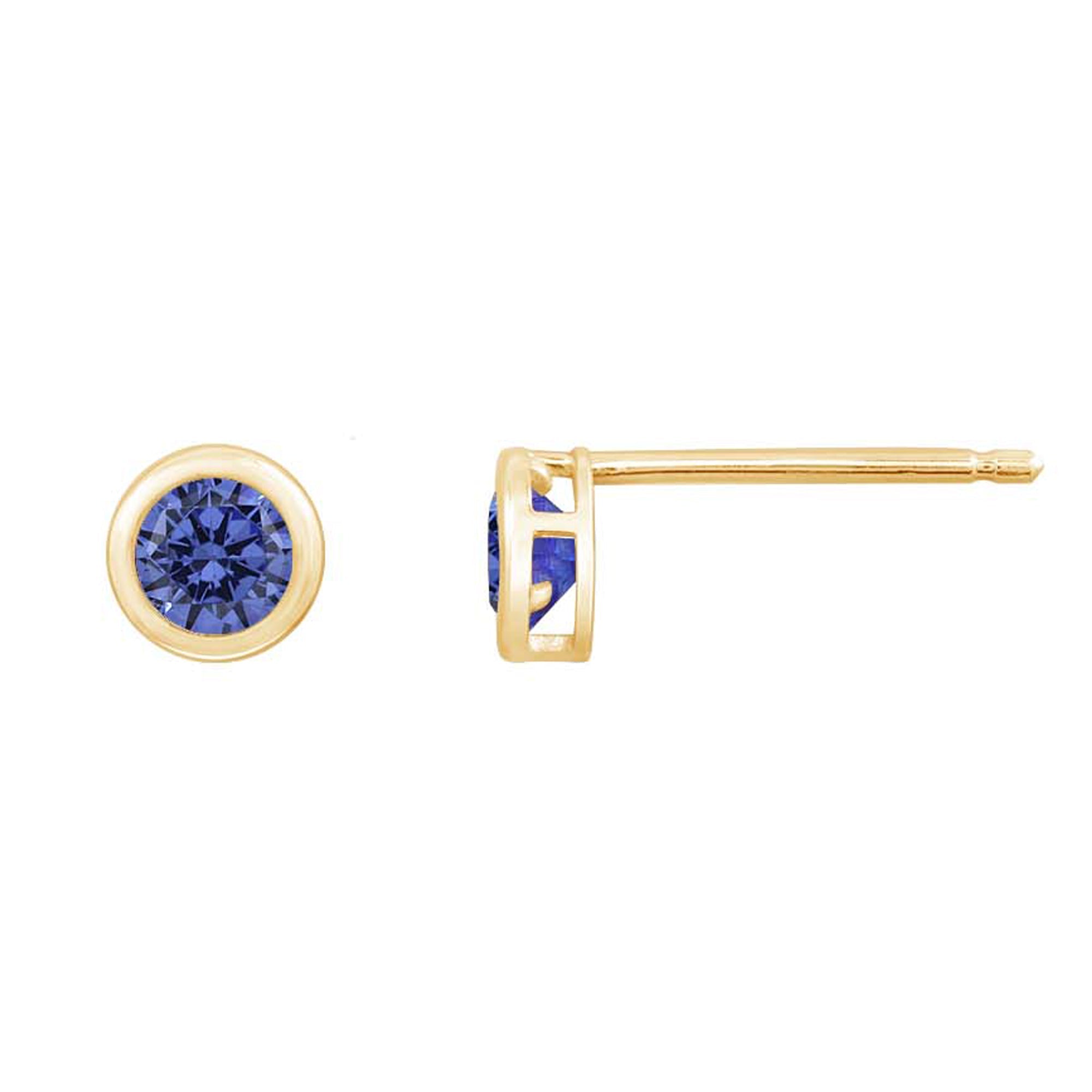 10K Solid Gold Bezel Birthstone Stud Earrings JEE26938
