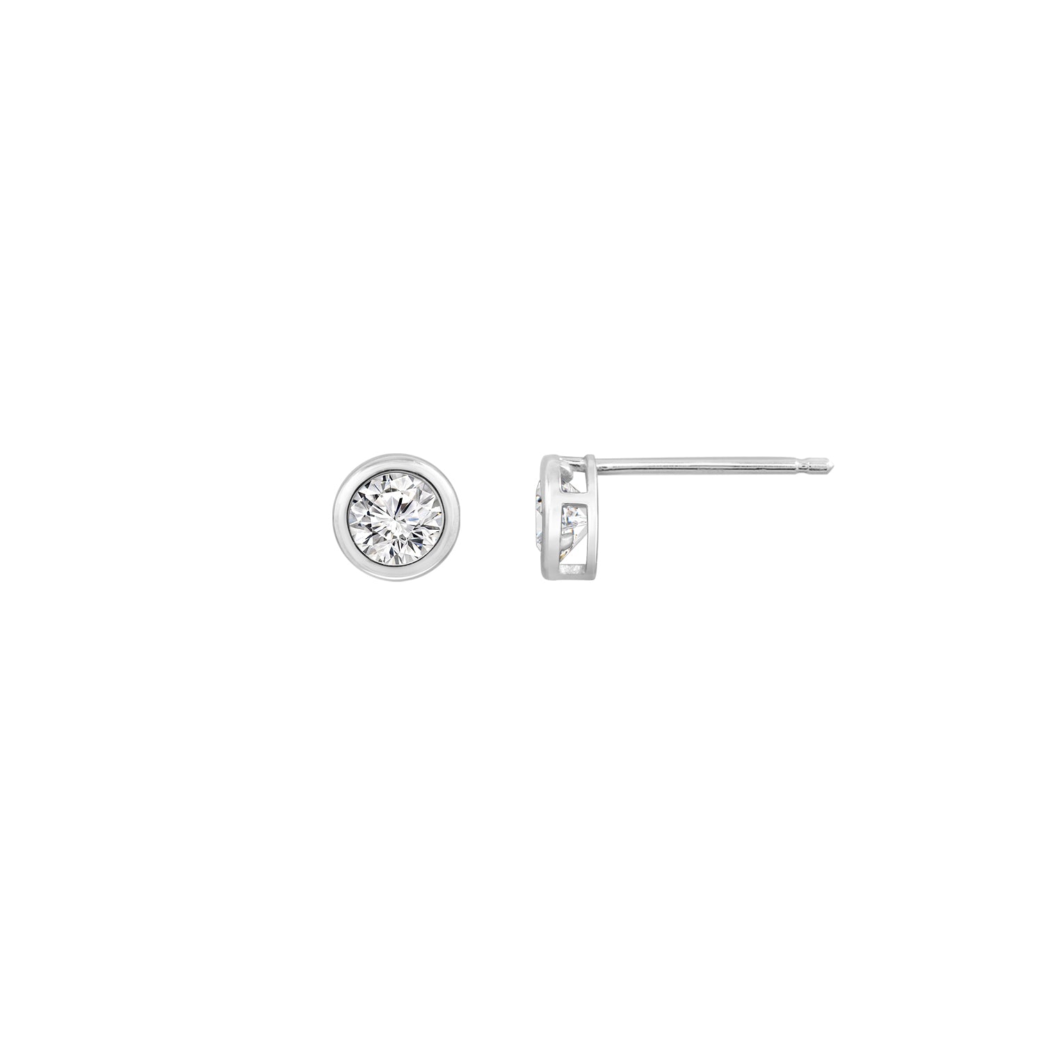 Solid Gold Bezel Solitaire Stud Earrings JEE26938