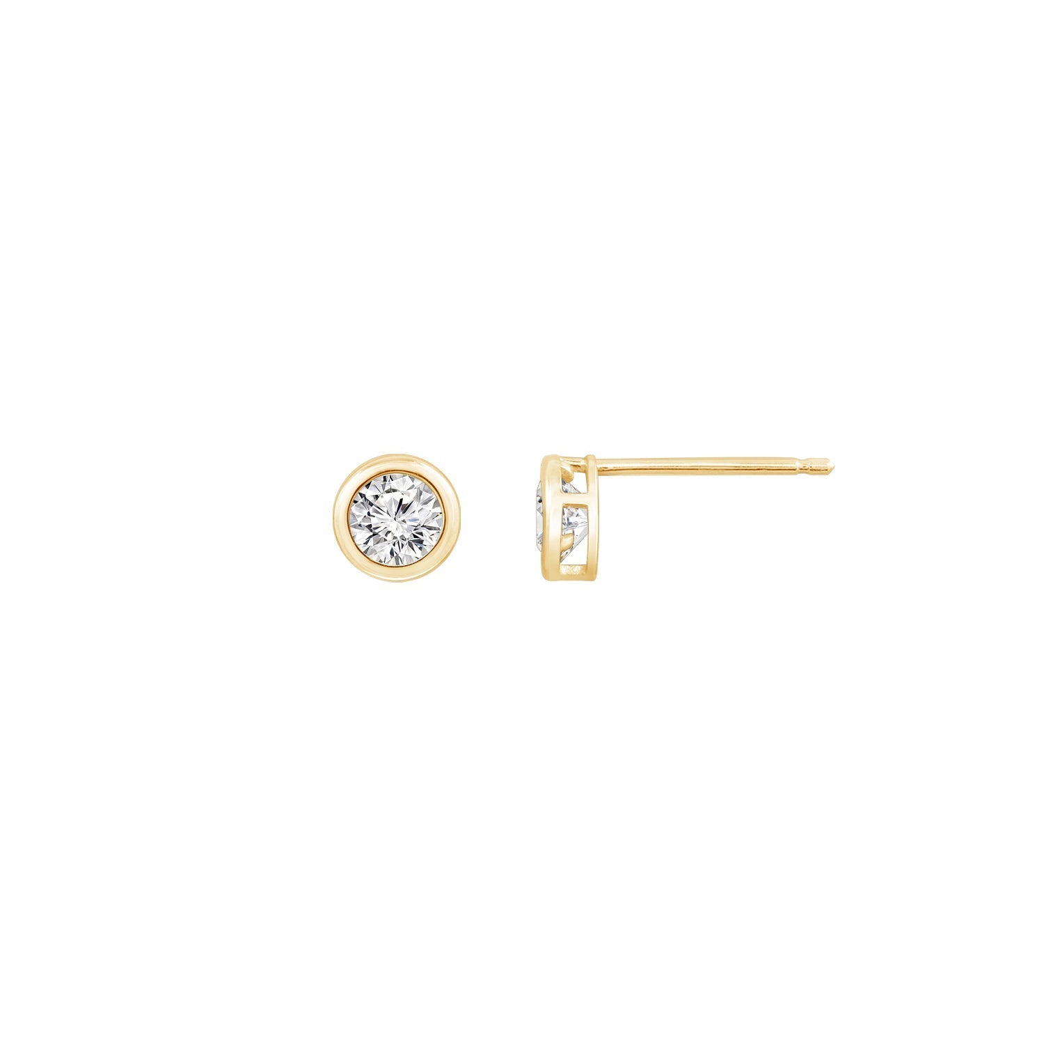 Solid Gold Bezel Solitaire Stud Earrings JEE26938