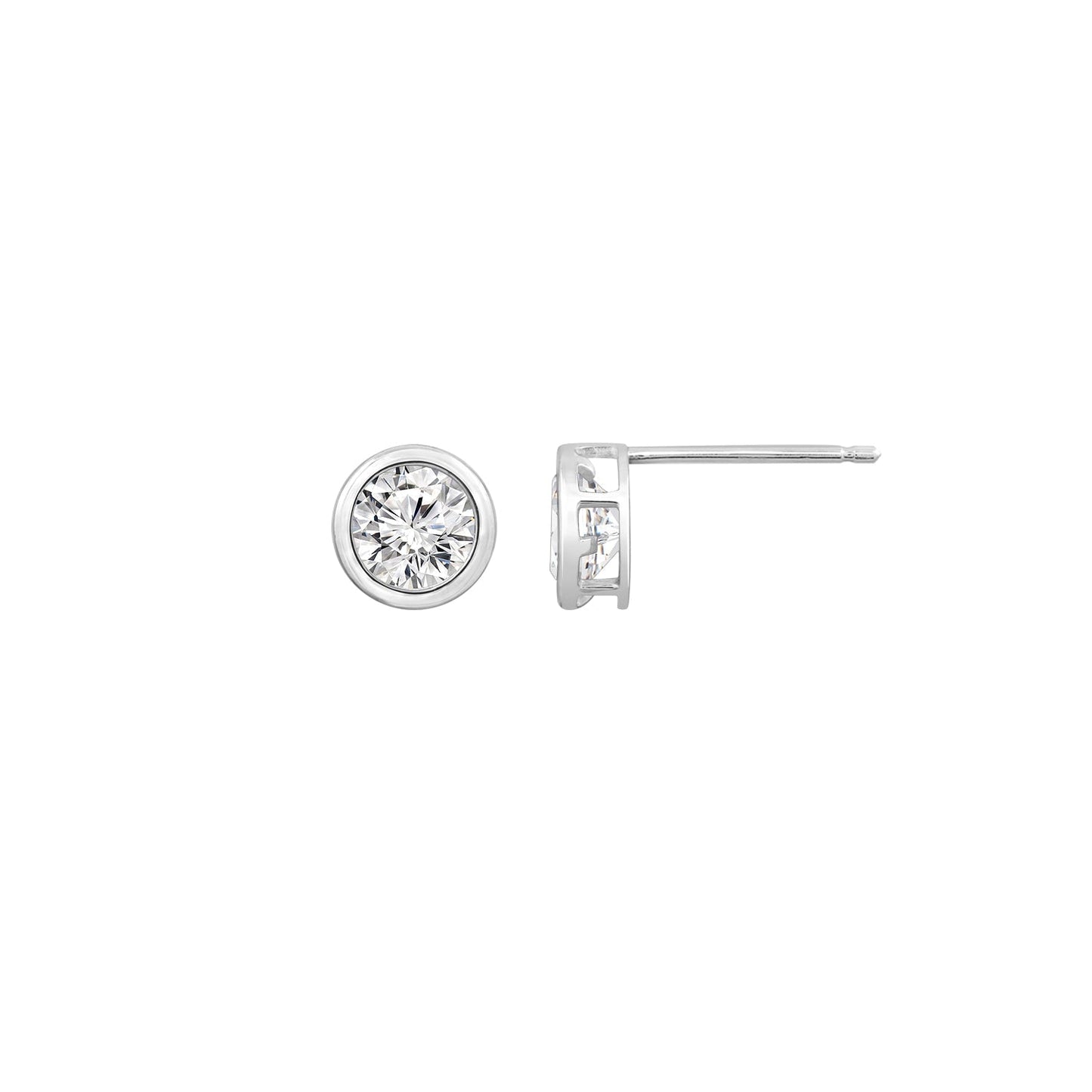 Solid Gold Bezel Solitaire Stud Earrings JEE26938