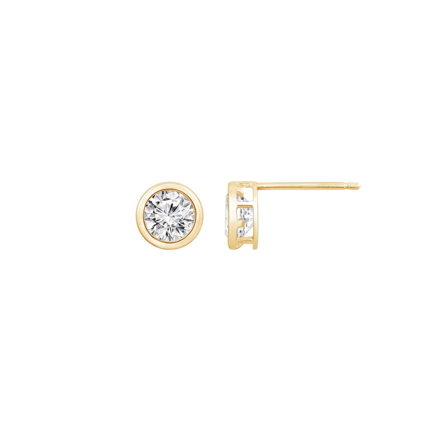 Solid Gold Bezel Solitaire Stud Earrings JEE26938