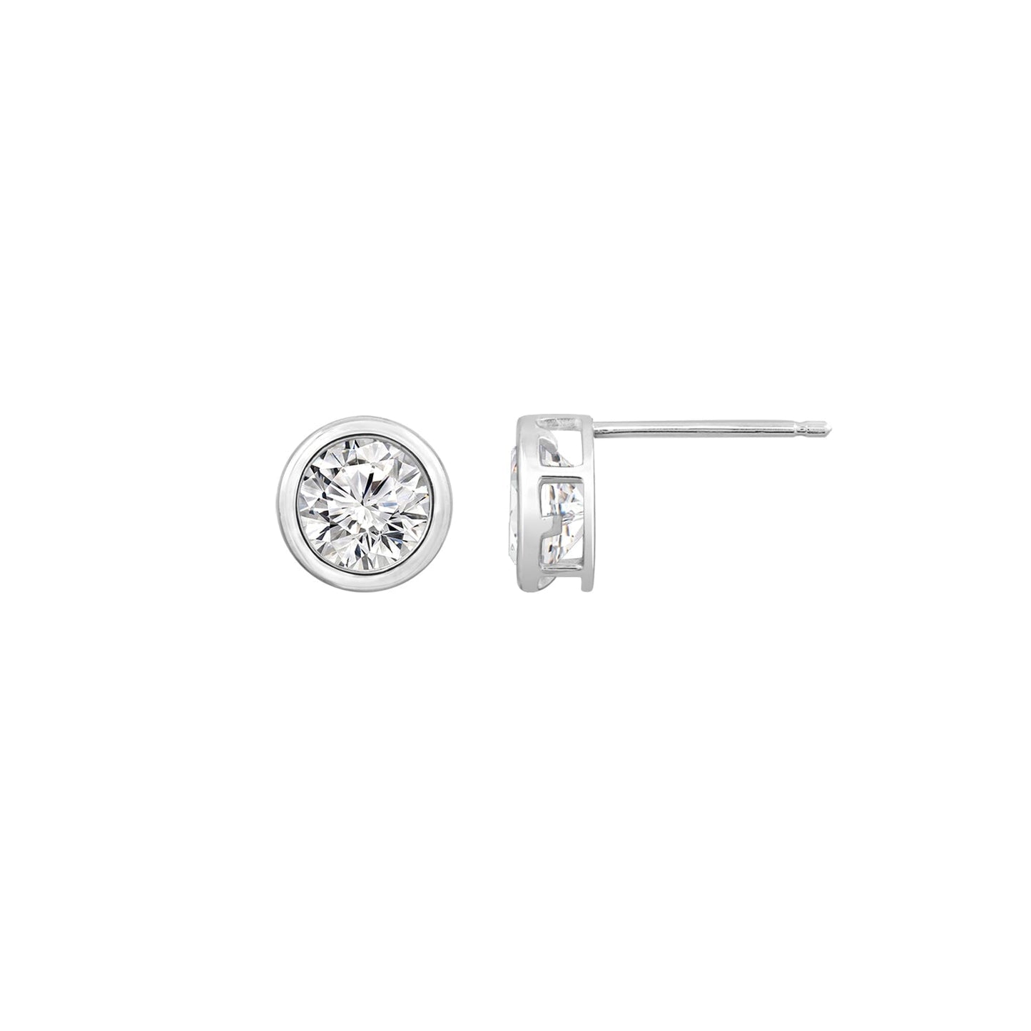 Solid Gold Bezel Solitaire Stud Earrings JEE26938