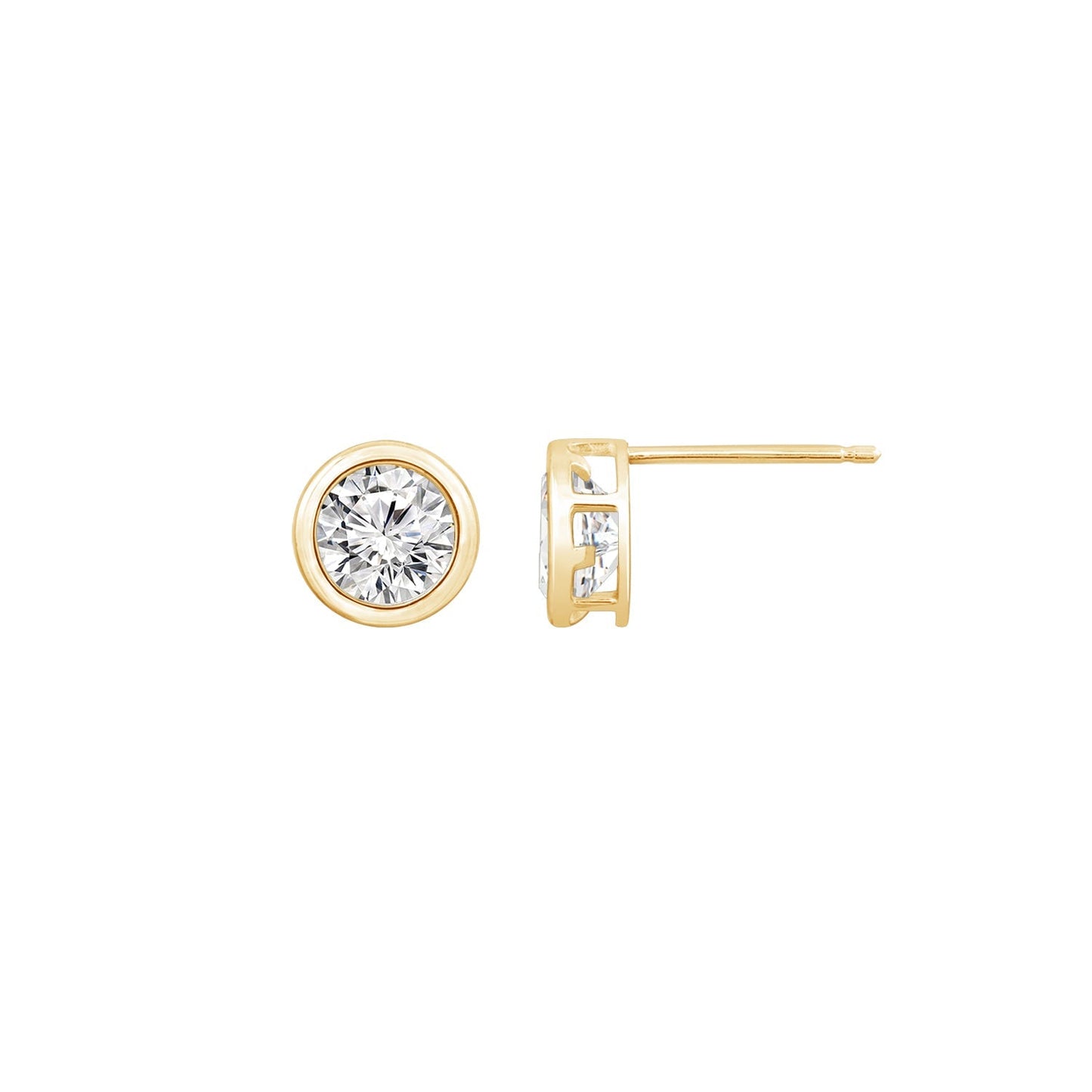 Solid Gold Bezel Solitaire Stud Earrings JEE26938