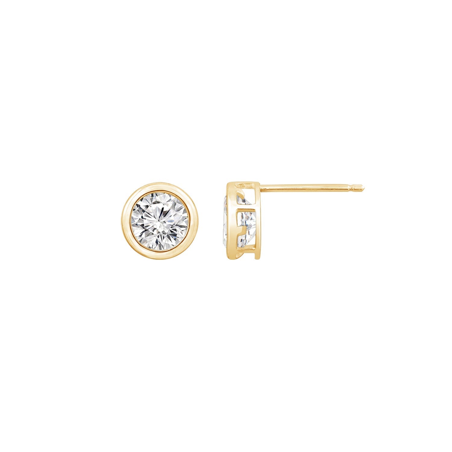 Solid Gold Bezel Solitaire Stud Earrings JEE26938