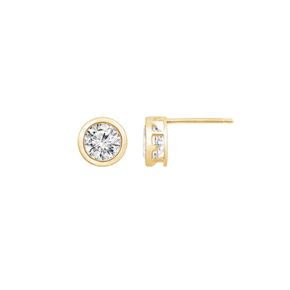 Solid Gold Bezel Solitaire Stud Earrings JEE26938