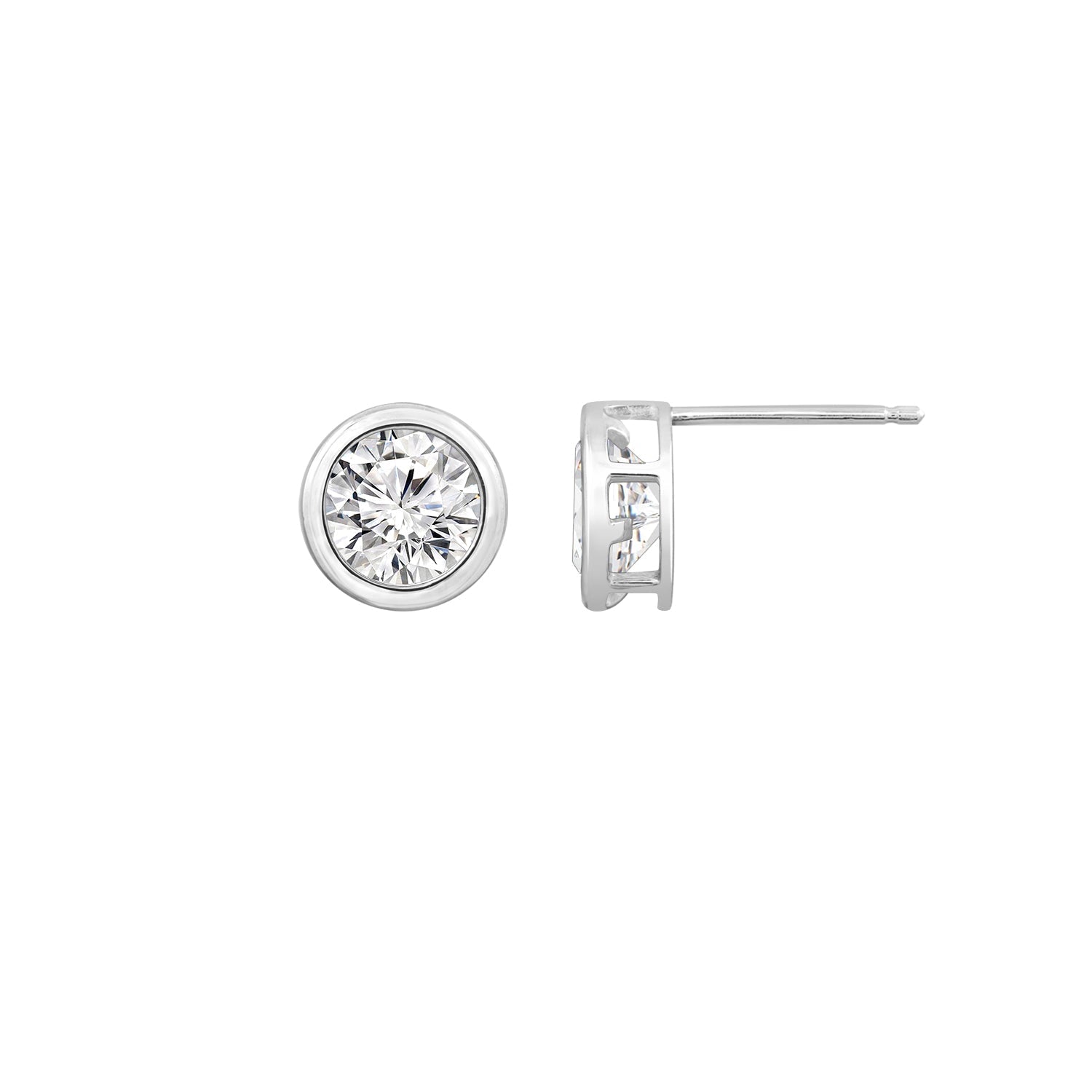 Solid Gold Bezel Solitaire Stud Earrings JEE26938