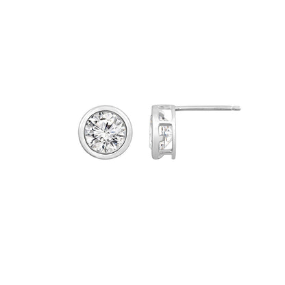 Solid Gold Bezel Solitaire Stud Earrings JEE26938