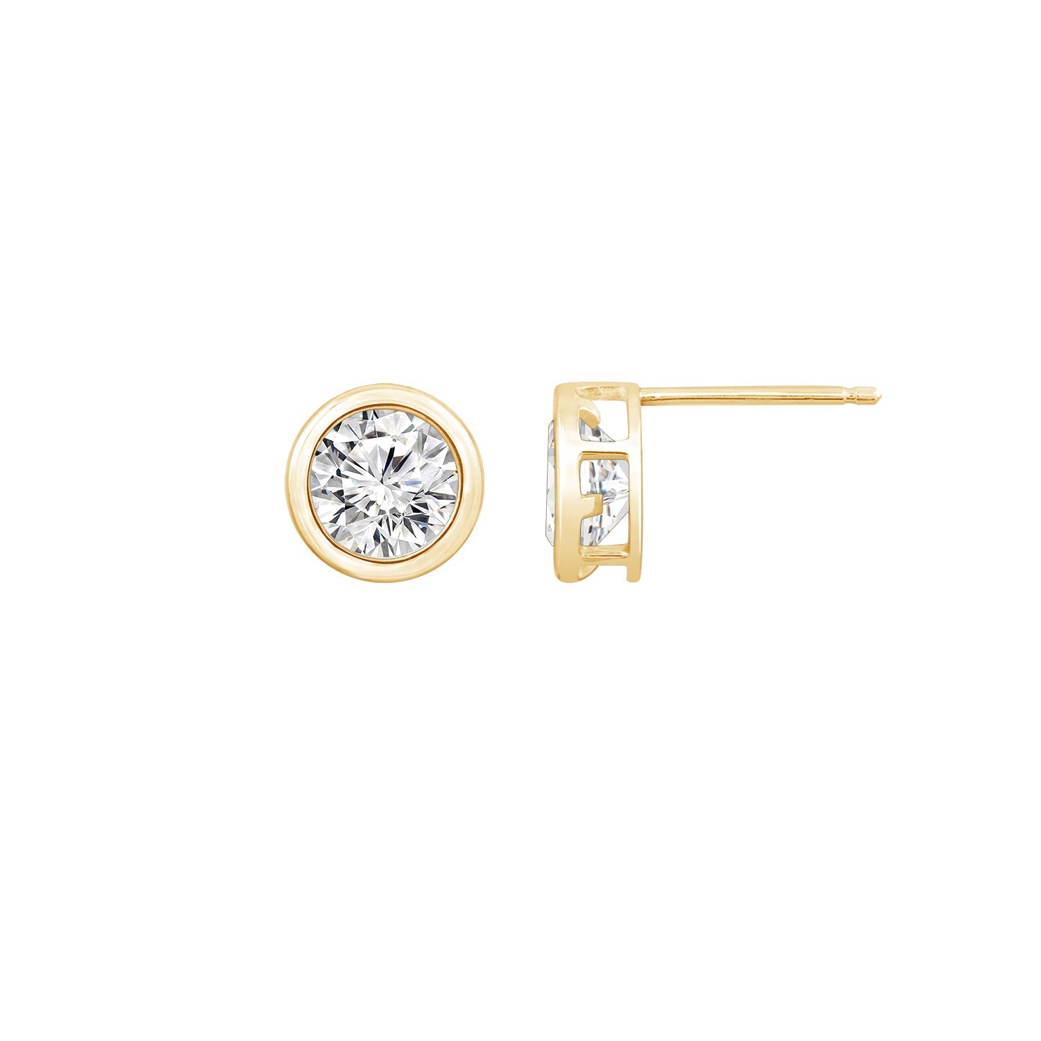 Solid Gold Bezel Solitaire Stud Earrings JEE26938