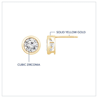 Solid Gold Bezel Solitaire Stud Earrings JEE26938