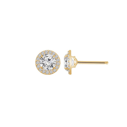Choice Of Carat Solid Gold Halo Stud Earrings JEE27219