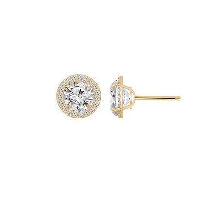Choice Of Carat Solid Gold Halo Stud Earrings JEE27219