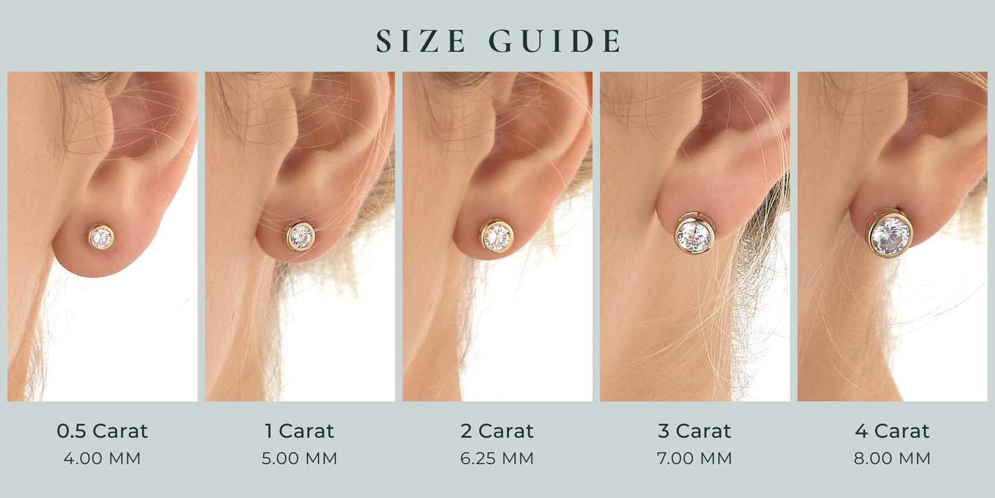 Solid Gold Bezel Solitaire Stud Earrings JEE26938