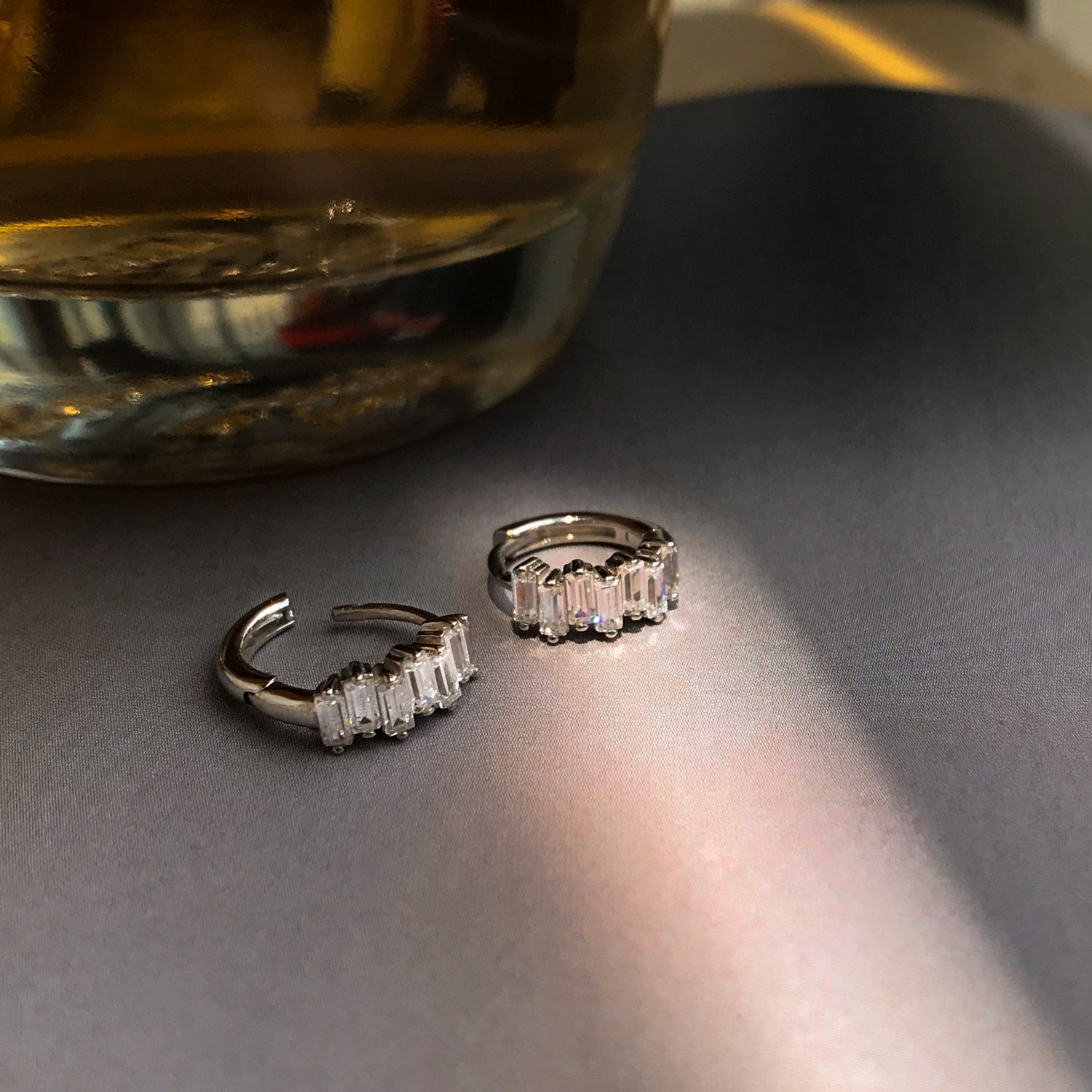 Wavy Baguette Huggie Hoop Earrings