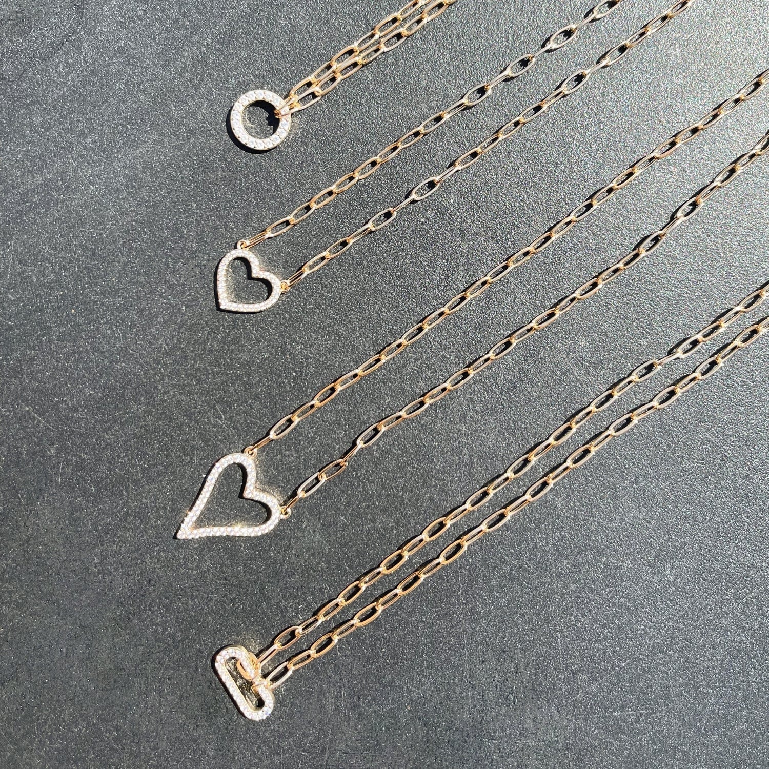 Round Hollow Paper Clip Chain Necklace