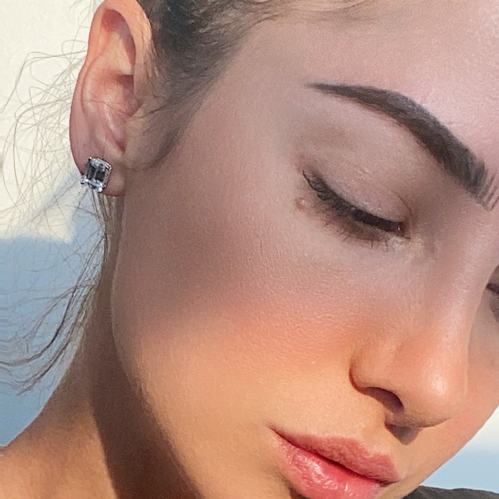 Solitaire Emerald Cut Stud Earrings With Fancy Gallery