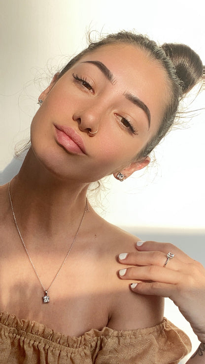 Solitaire Princess Cut with Fancy Gallery Pendant Necklace