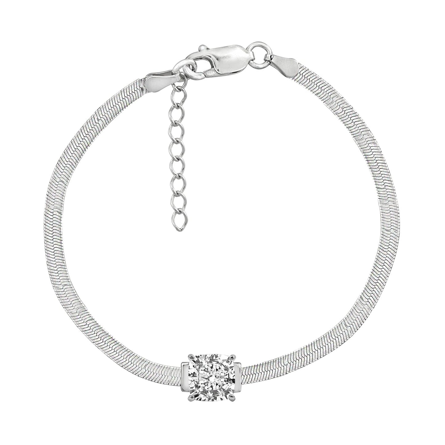 Princess Solitaire Herringbone Bracelet JEB22349