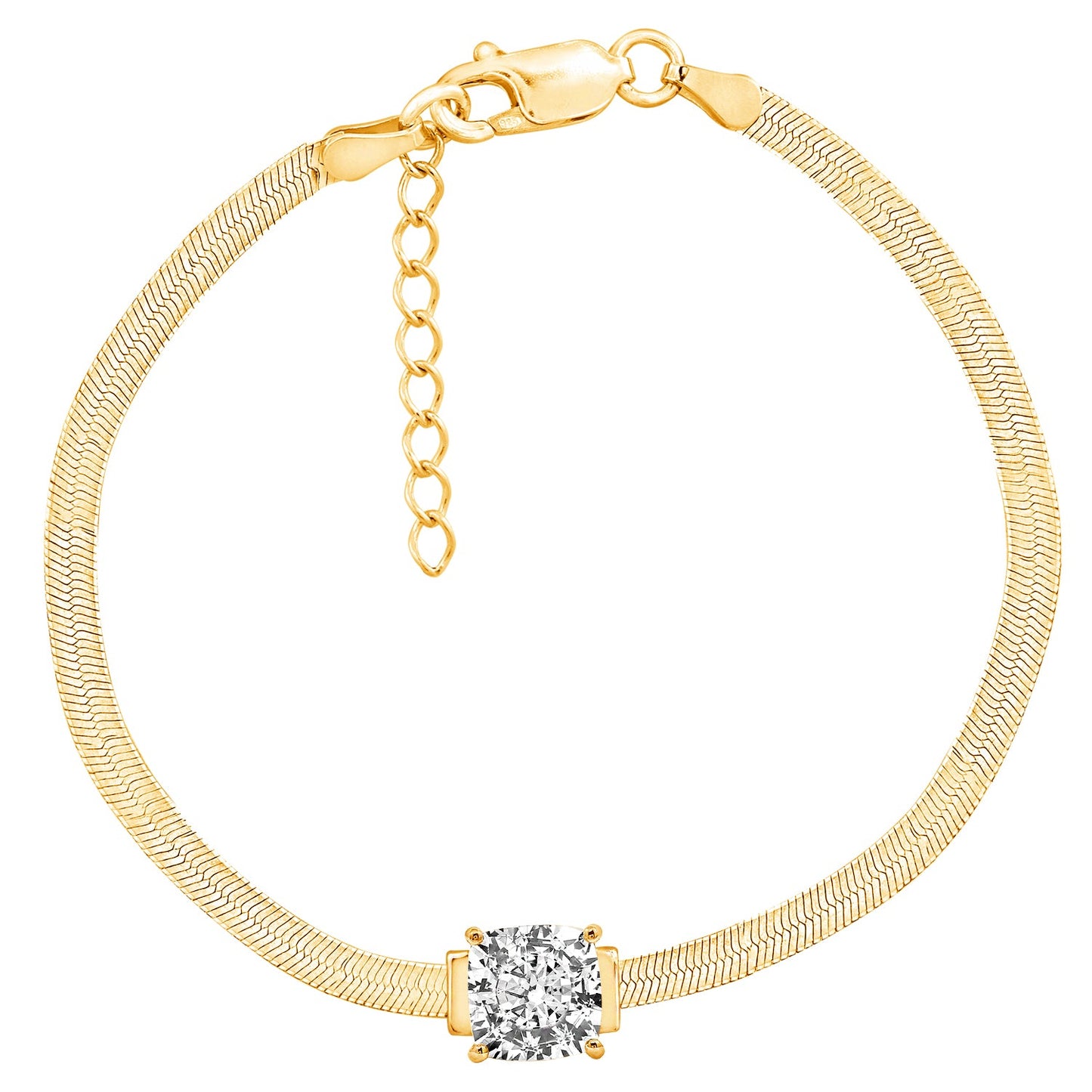 Princess Solitaire Herringbone Bracelet JEB22349