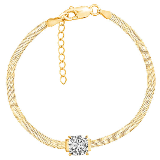 Princess Solitaire Herringbone Bracelet JEB22349