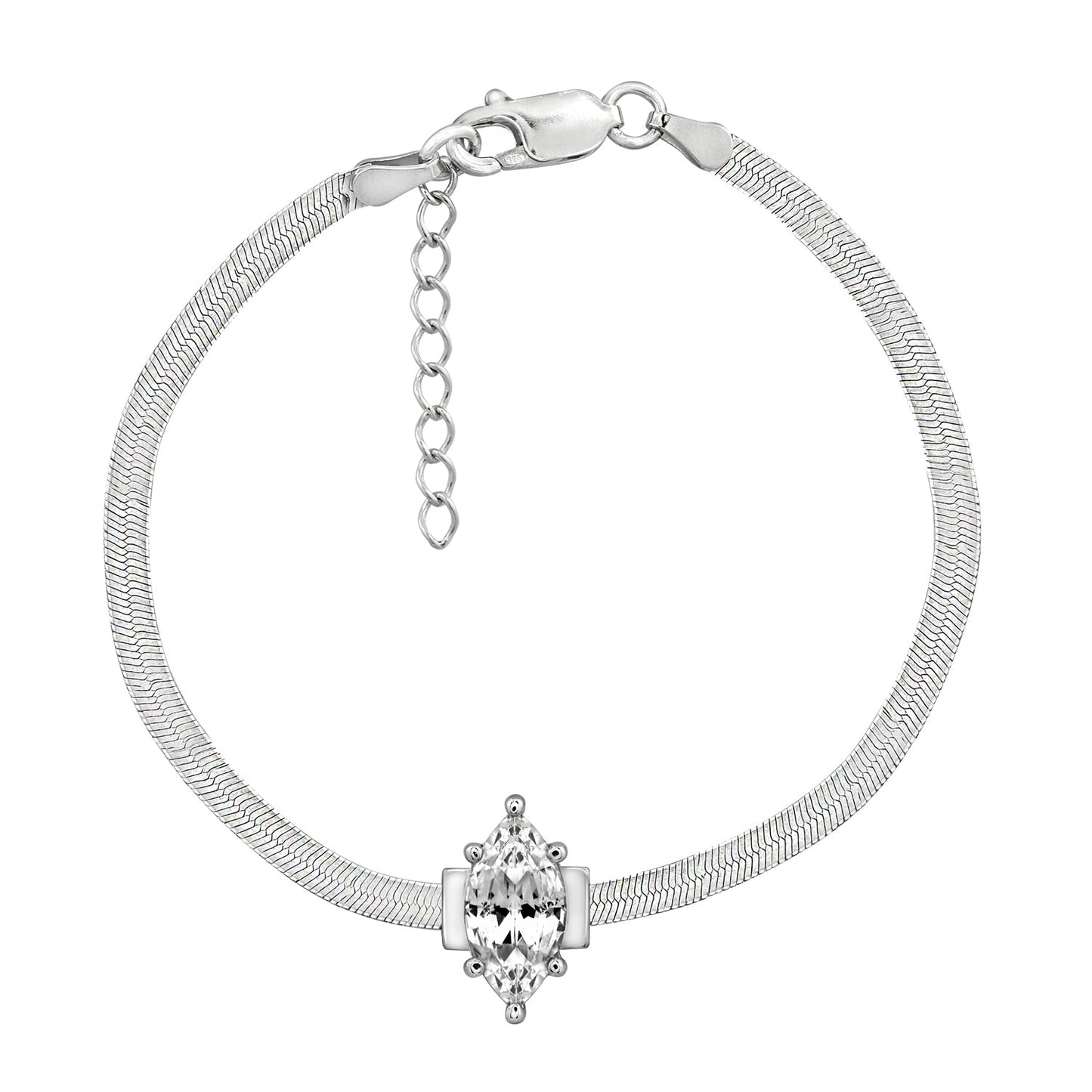 Marquise Solitaire Herringbone Bracelet JEB22350