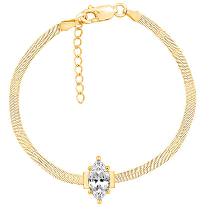 Marquise Solitaire Herringbone Bracelet JEB22350