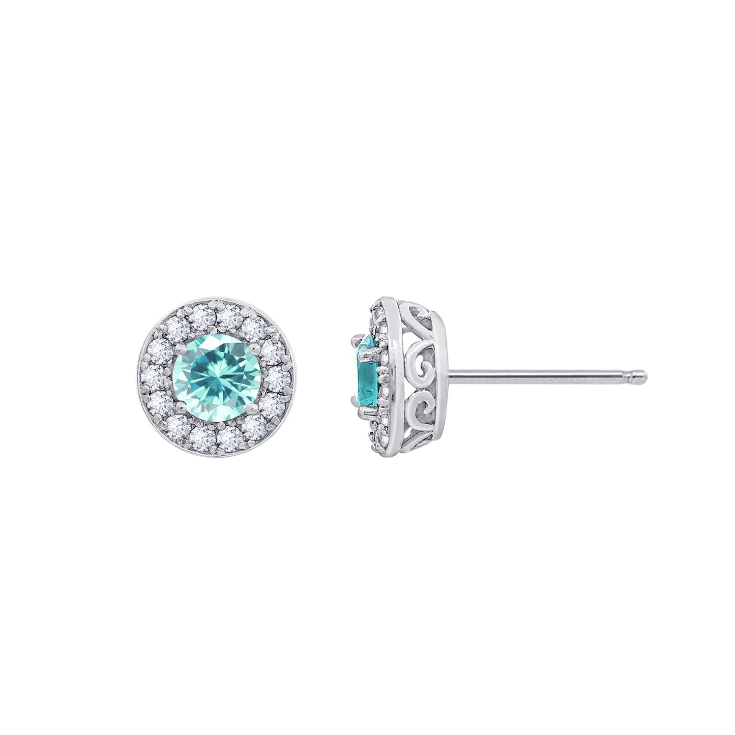 Halo Birthstone Stud Earrings