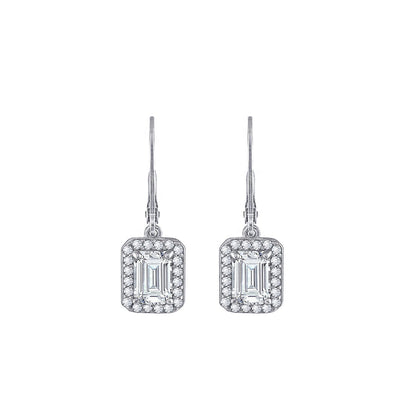 Emerald Cut Halo Leverback Earrings JEE09972 JEE09832
