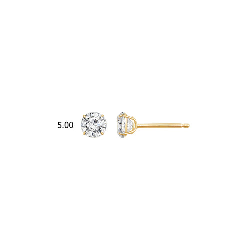 14K Solid Gold 1.00 cttw Round Solitaire Stud Earrings