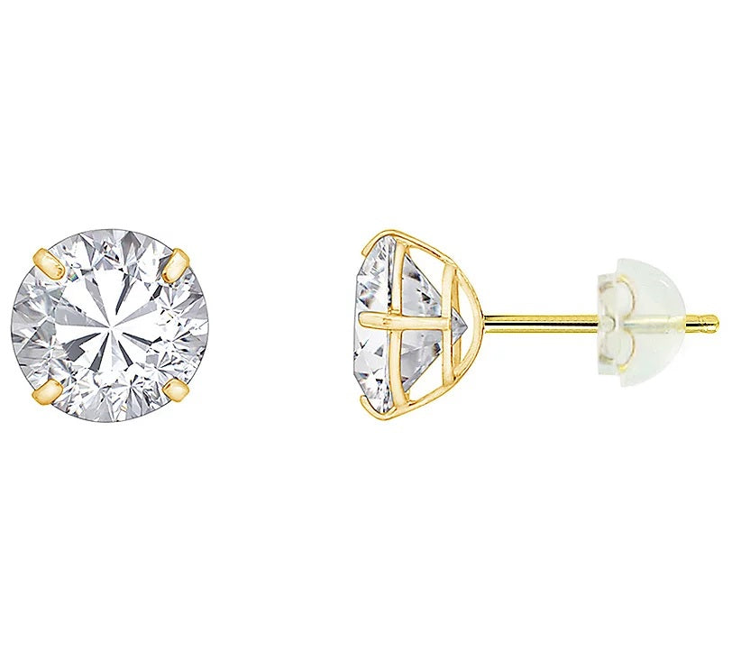 Solid Gold 3.00 cttw Round Solitaire Stud Earrings